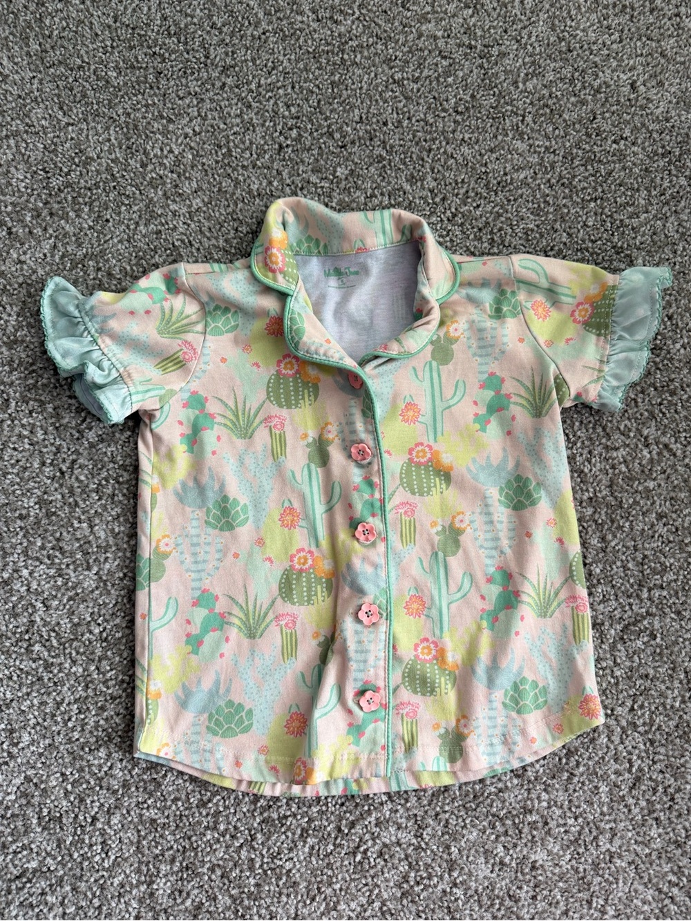 Matilda Jane Pastel Cactus Print Button-Up Top - Mint, Pink, Yellow